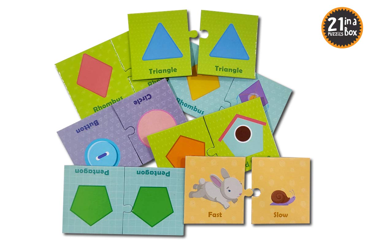 POPCORN GAMES AND PUZZLES SHAPES, SIZES AND OPPOSITES 21 PUZZLES IN A BOX