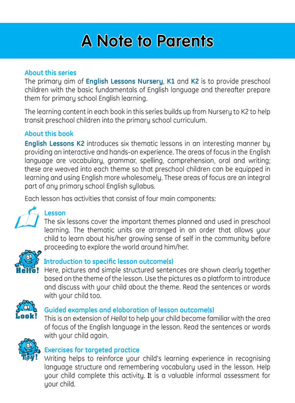 ENGLISH LESSONS Kindergarten 2