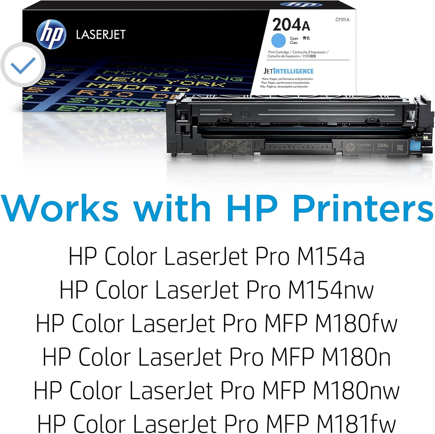 HP 204A (CF511A) Cyan Toner Cartridge for HP LaserJet Pro MFP M180nw M154nw,1 Size
