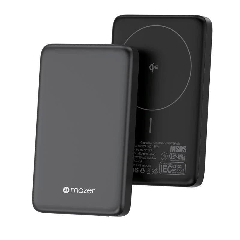 Mazer M-MagAir21-GY Qi2 Certified 15W 10K USB-C PD20W Power Bank (Grey)