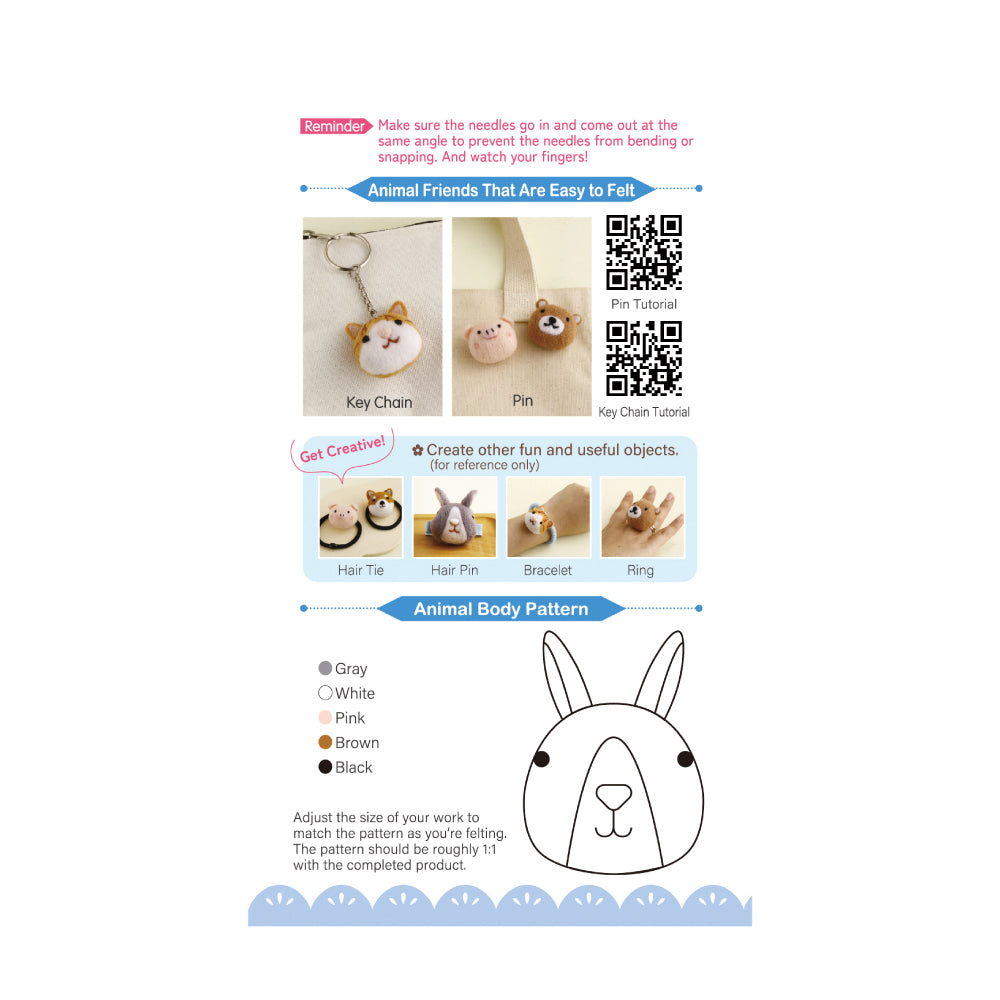 DIY Animal Felting Key Charm - Butter Bunny