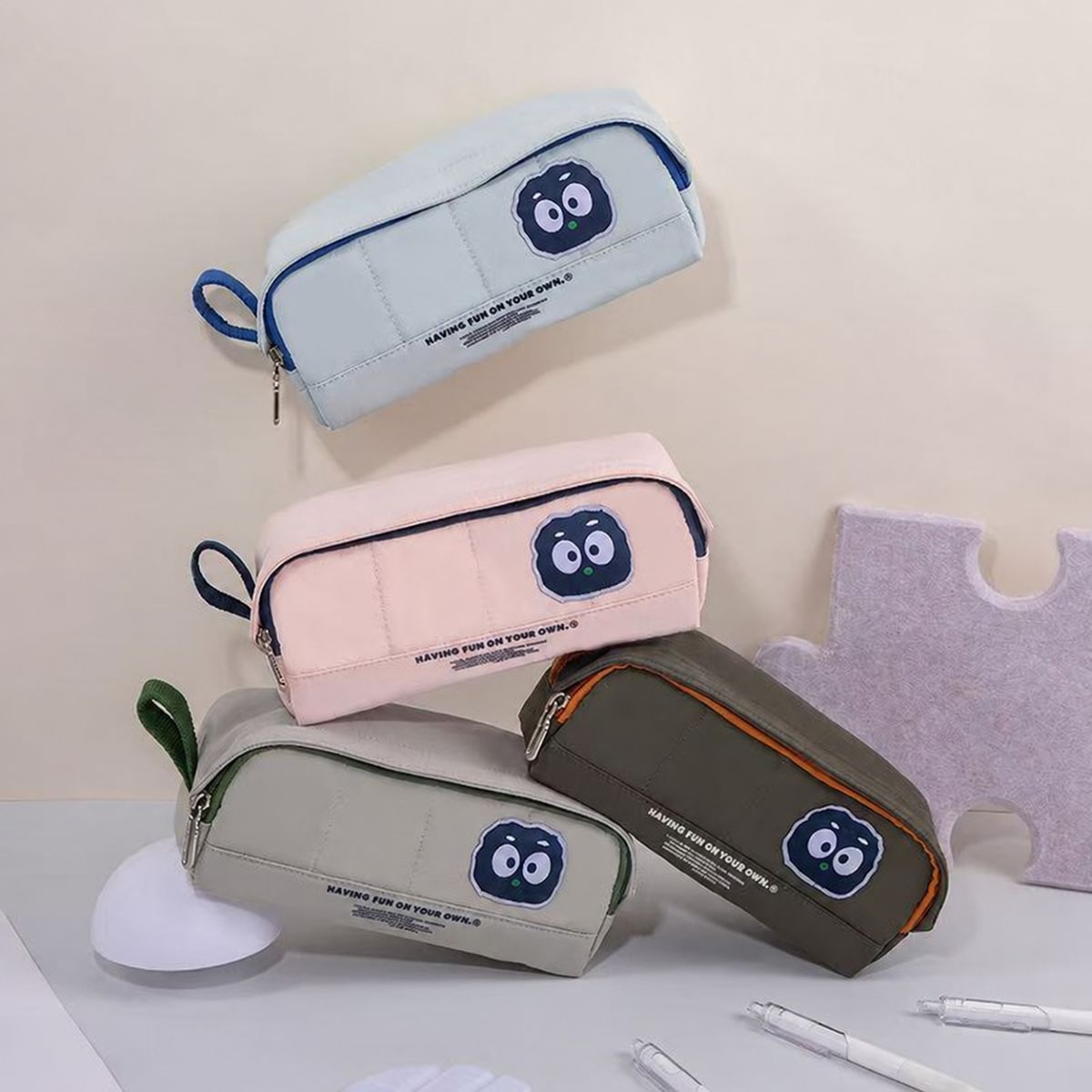  Ourfun Puffy Pencil Case - 4 Assorted Colour 