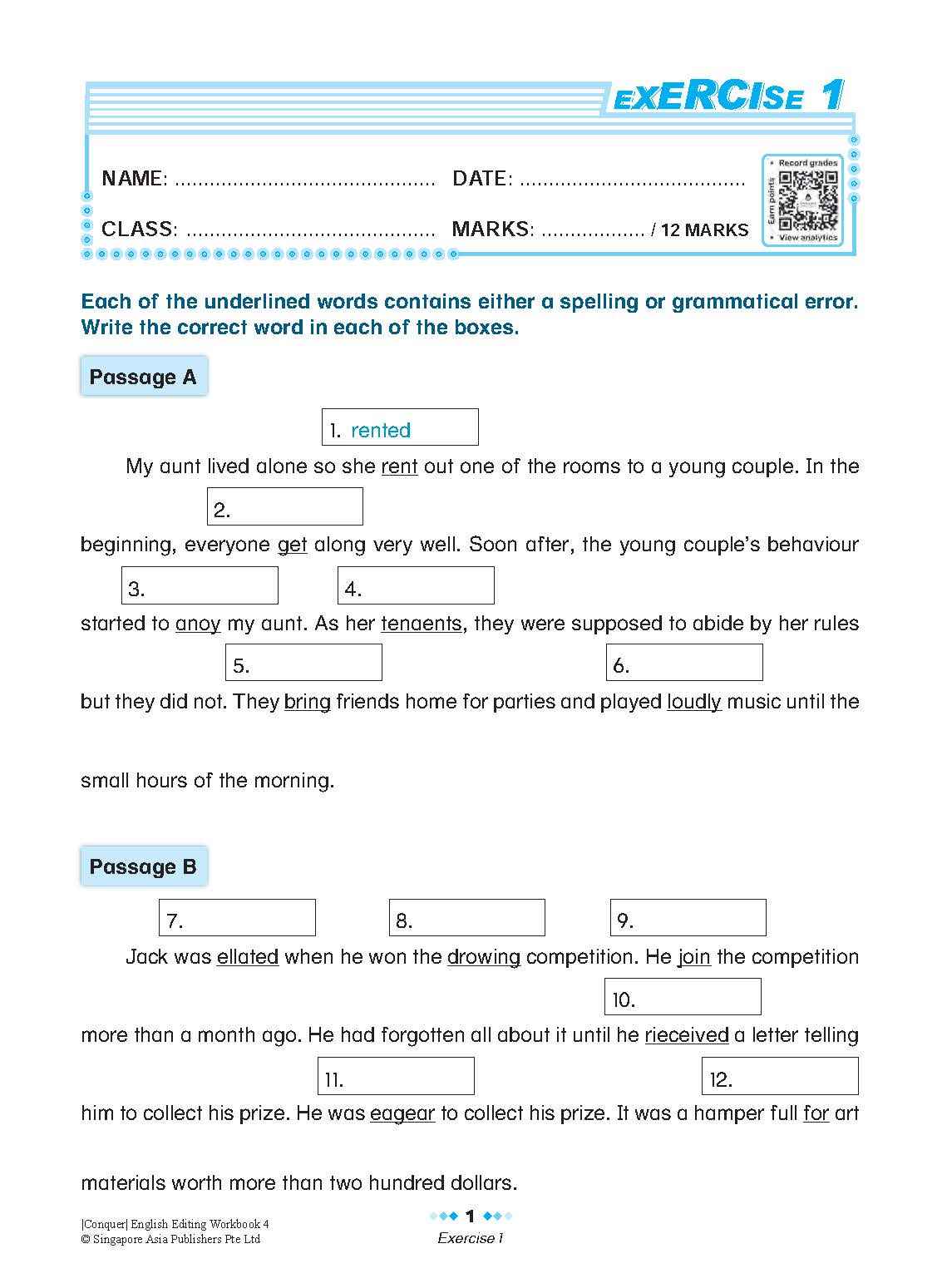 Primary 4 Conquer English Editing Workbook 4-4th Edition