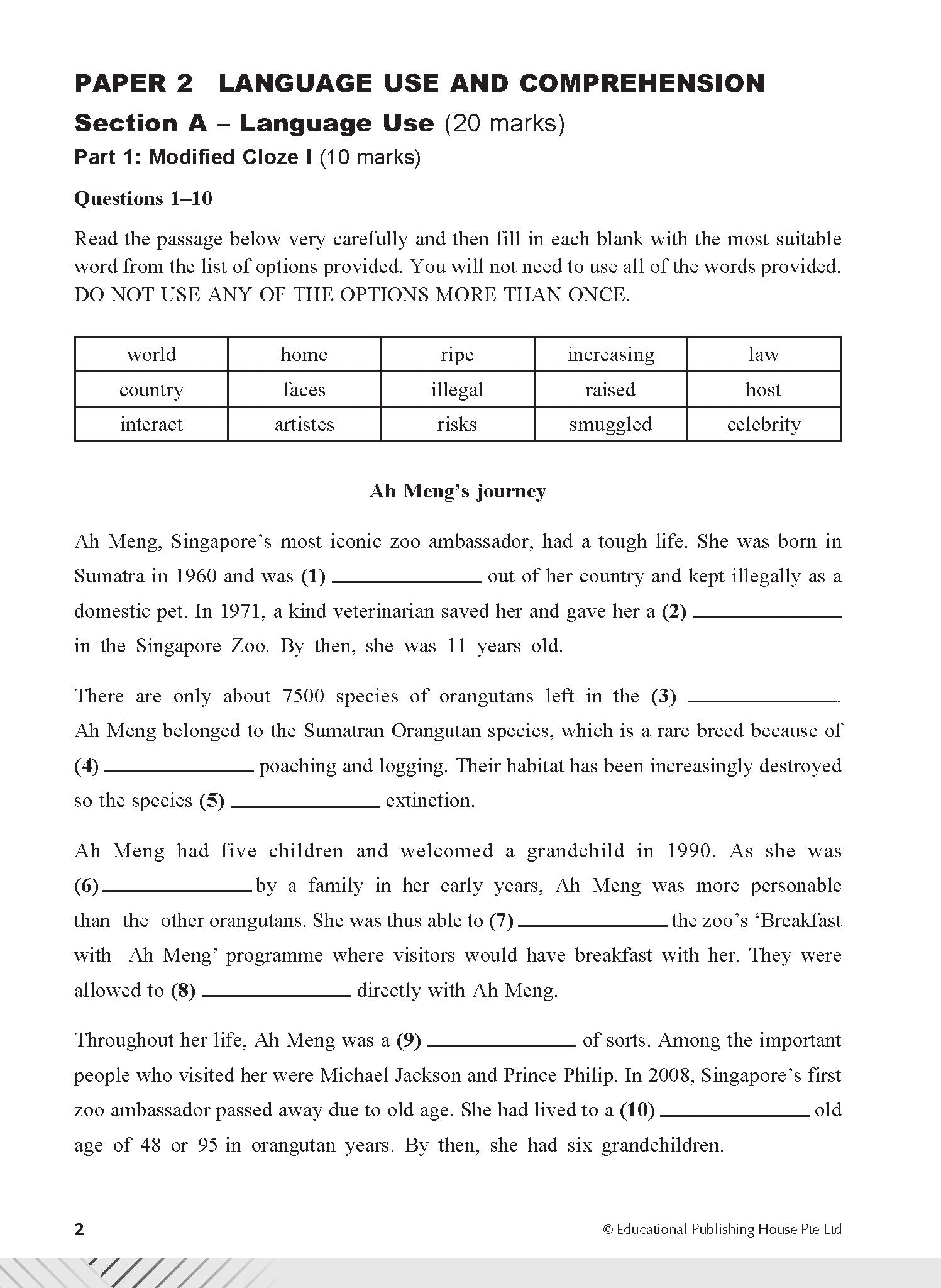 Secondary 1 Normal Technical/G1 English Examination Practice
