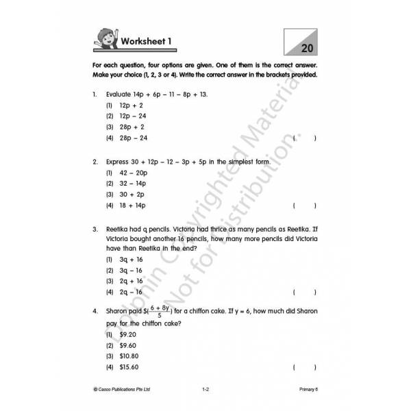 Primary 6 Topical Maths Worksheets (Pack)