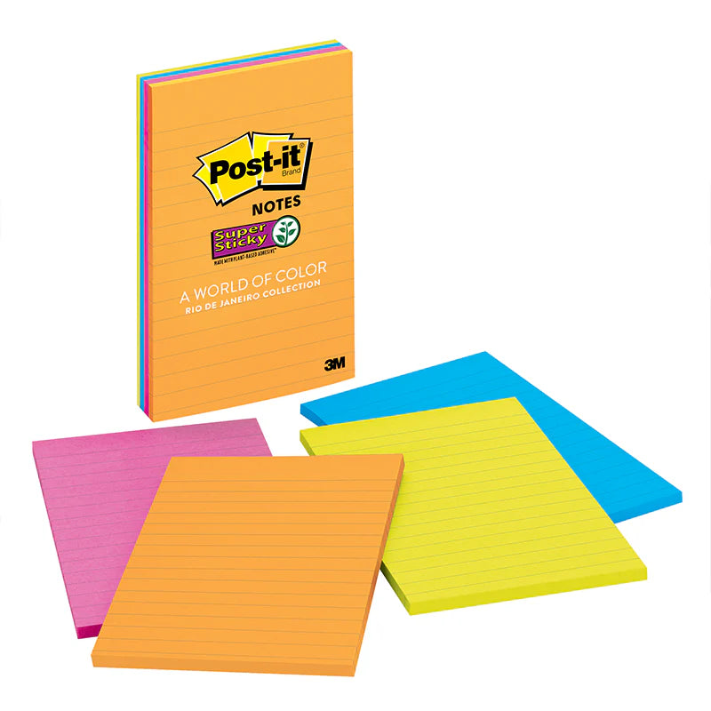 Post-it® 4621-SSAU Lined Super Sticky Notes, 4X6"