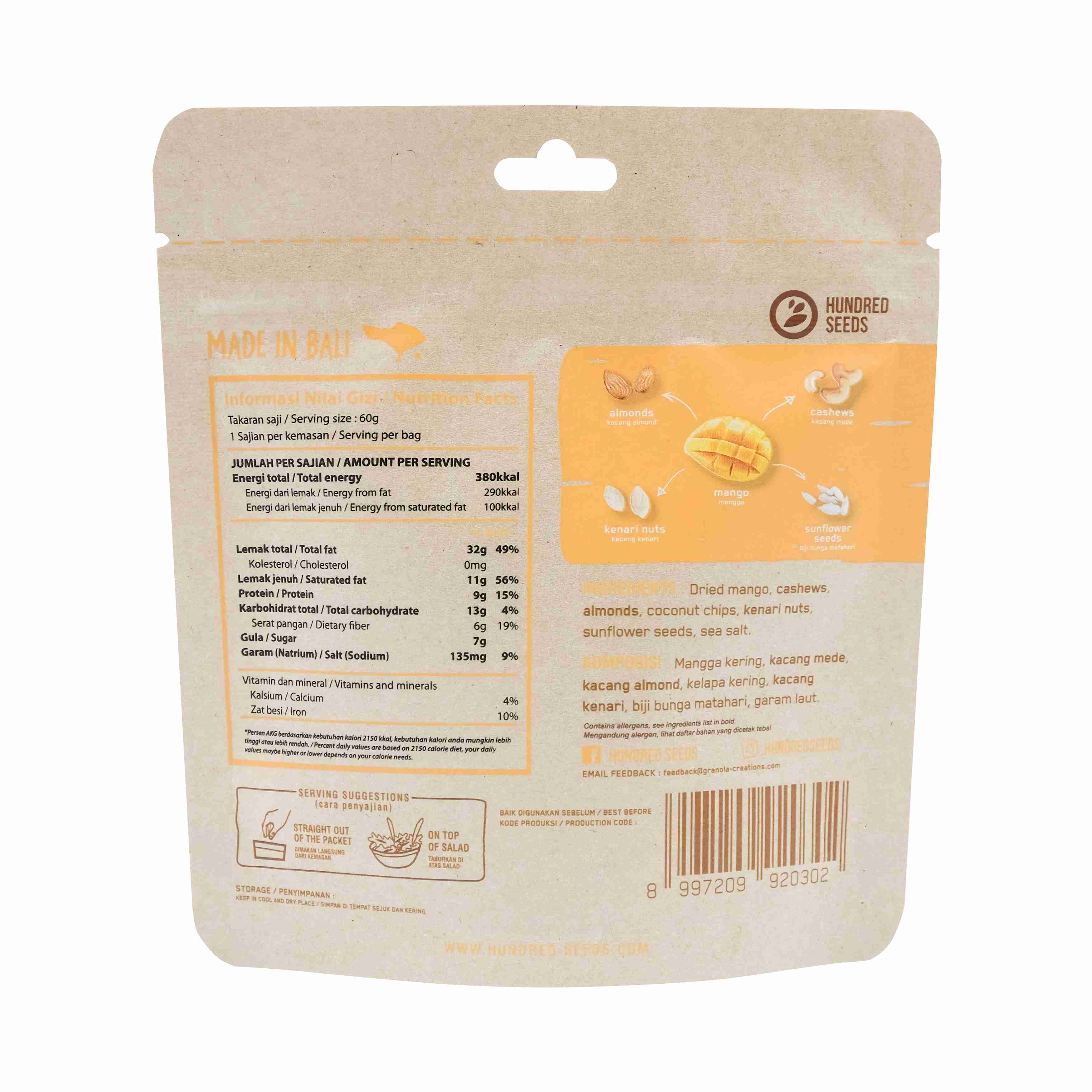 Hundred Seeds Fruity Nuts Creation 60gms Mango Bliss