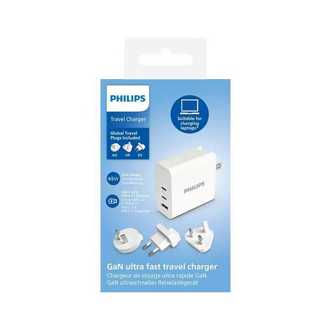 Philips DLP2672CW/00 65W GaN Charger White, Universal Travel Plug