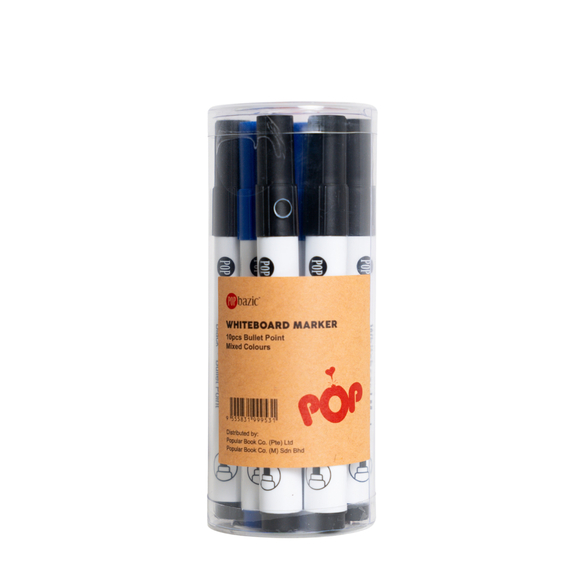 Pop Bazic Whiteboard Marker Set - 10 Pieces Mixed Colours (PB-BM-003-MIX)