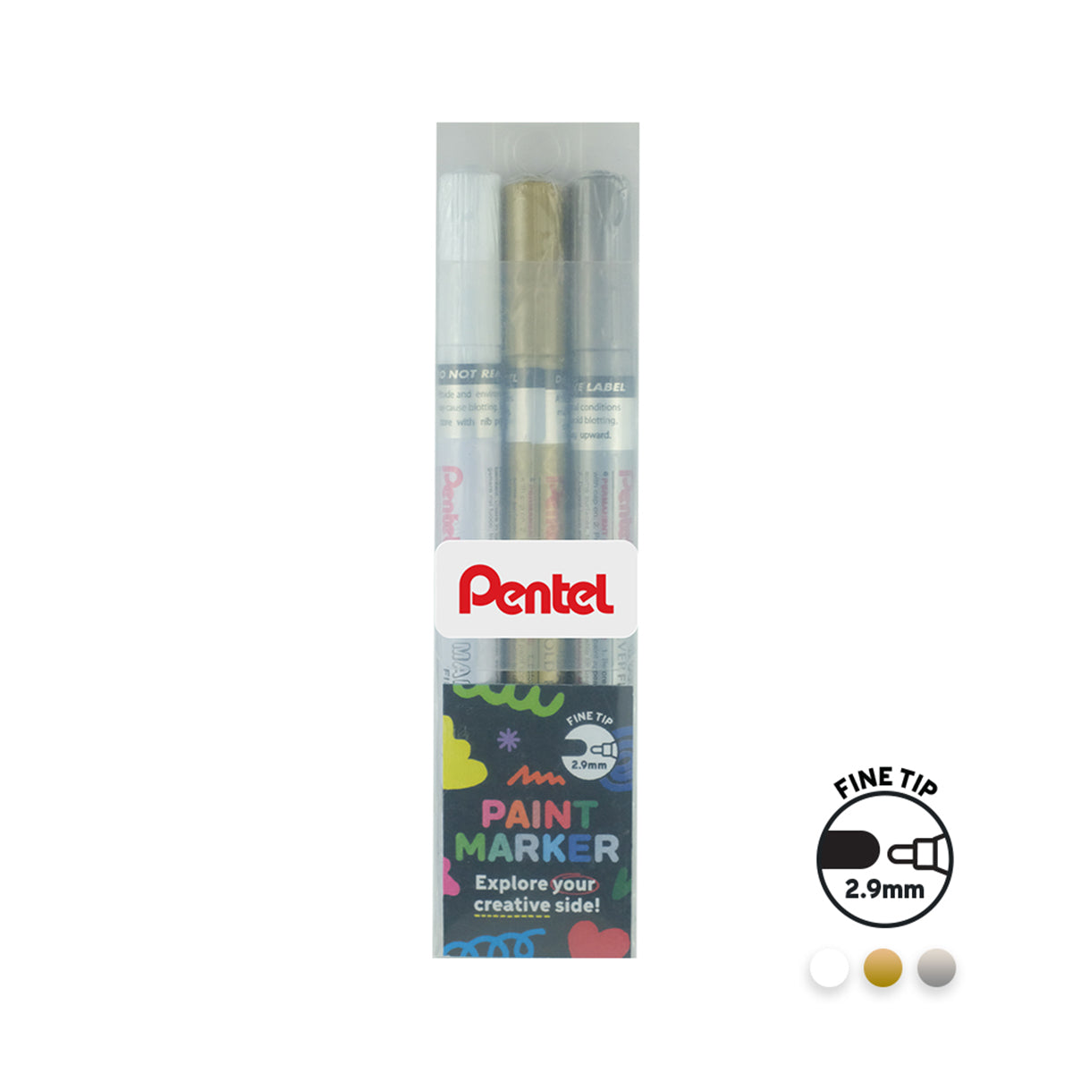 PENTEL Paint Marker Fine 3Col Wxz Set