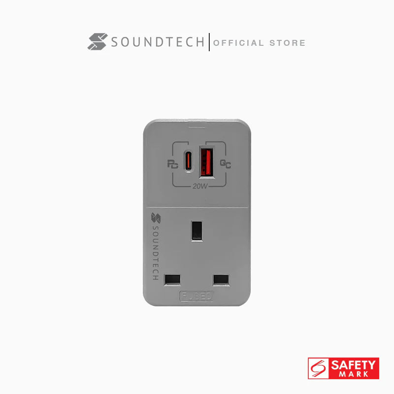 SOUNDTEOH 3Ways Adaptor with USB A+C Quick Charger MAU-320/LG