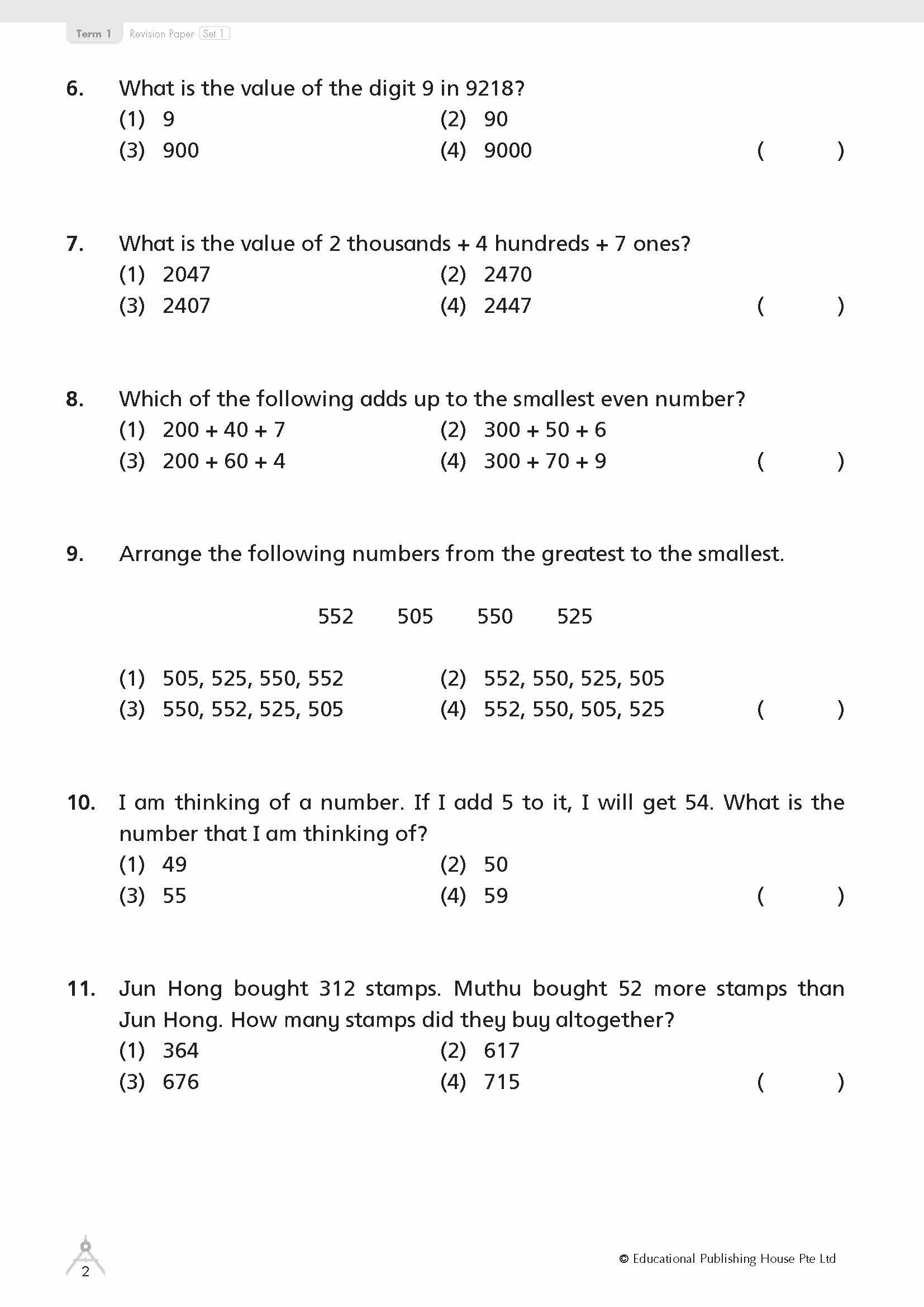 Primary 3 Maths Revision Papers