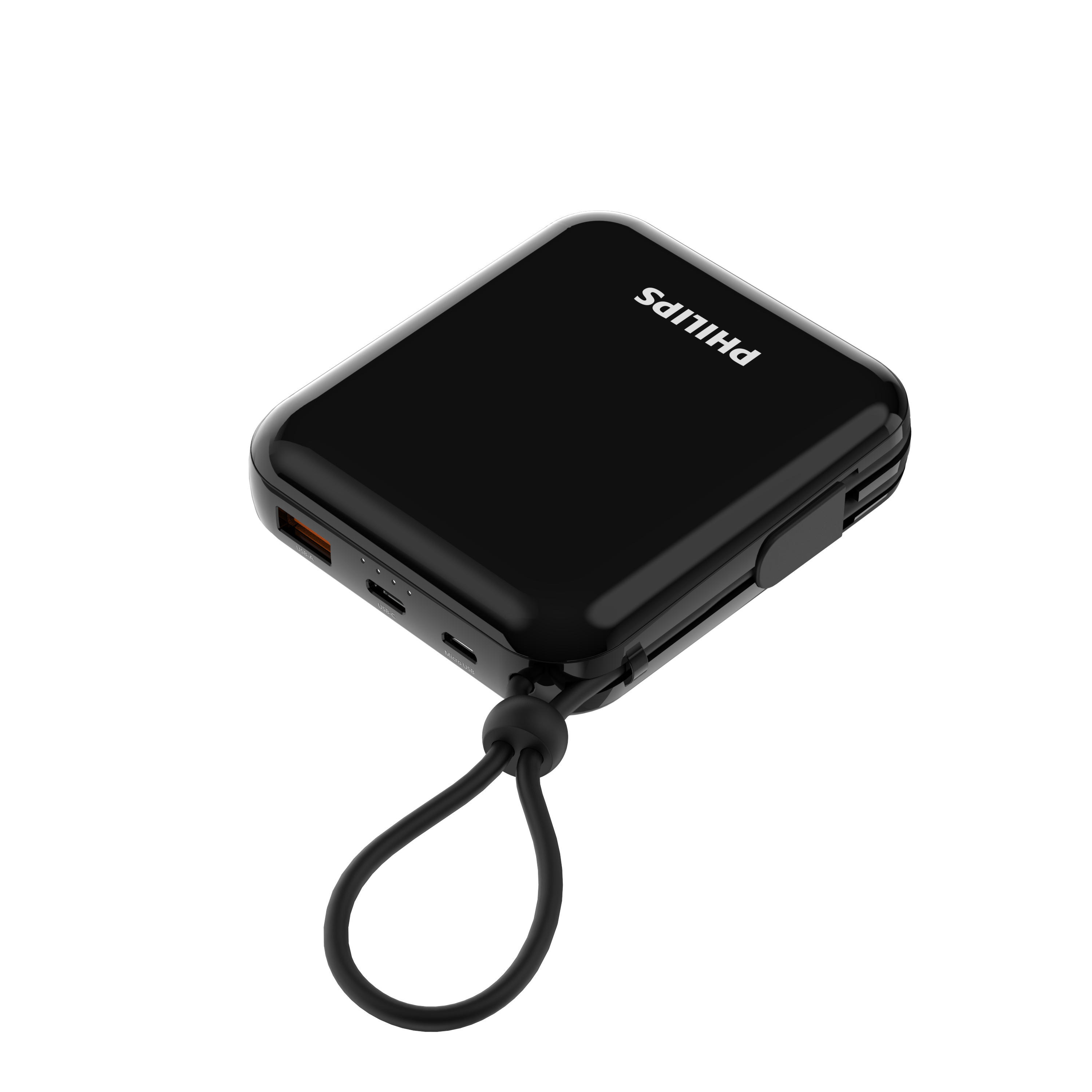 Philips DP5712C 10,000mAh Power Bank (22.5W Fast Charge with Built-in USB-C & Lightning Cables) – Black