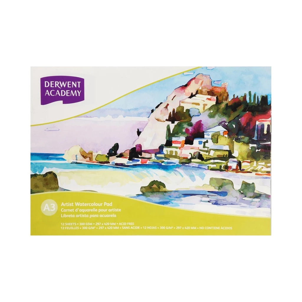 Derwent Academy Watercolour Pad A3 Landscape 12 Sheets