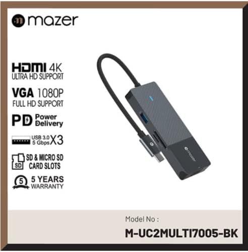Mazer USB-C Multimedia Pro Hub 8-in-1 Black Edition