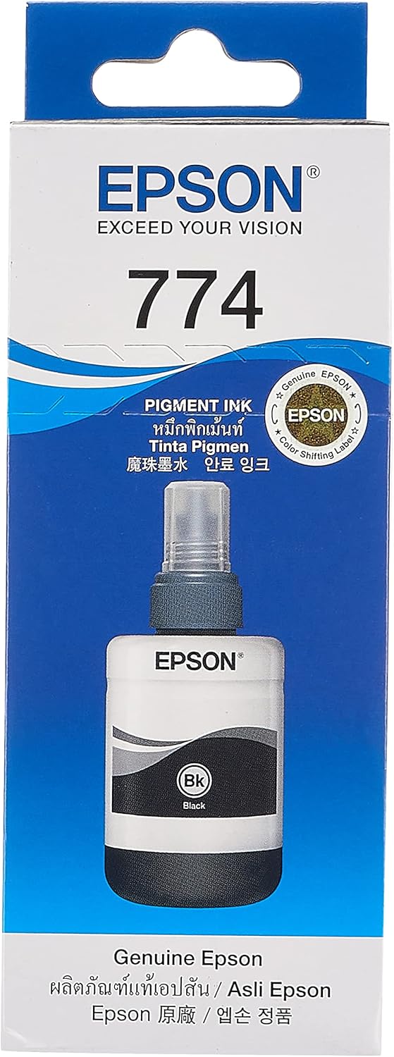 Epson T774 High Capacity Mono Pigment Ink Bottle, 140ml, Black