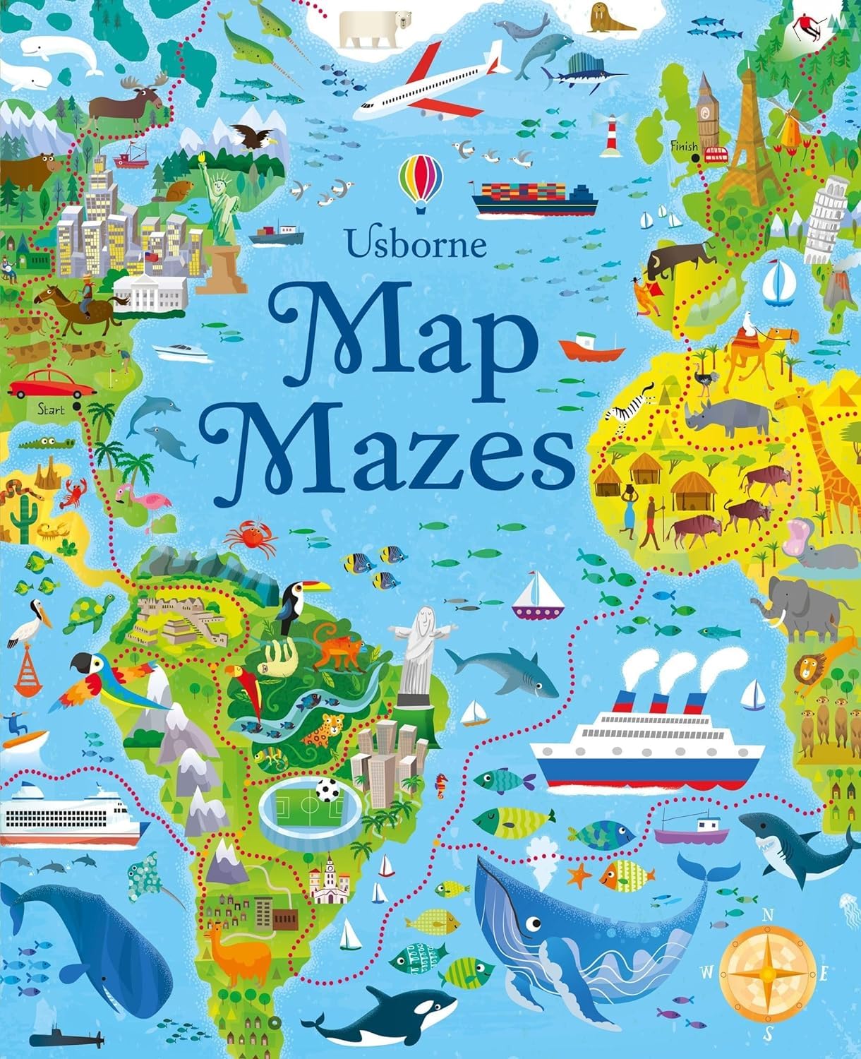 Usborne Mazes Series 4 Books Set (Maps, Planet Earth, Spy, Dinosaur)