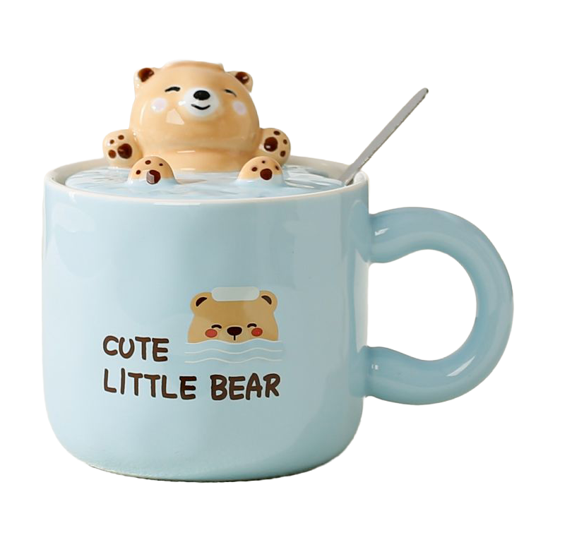  CERAMIC MUG BEAR W LID QY2077