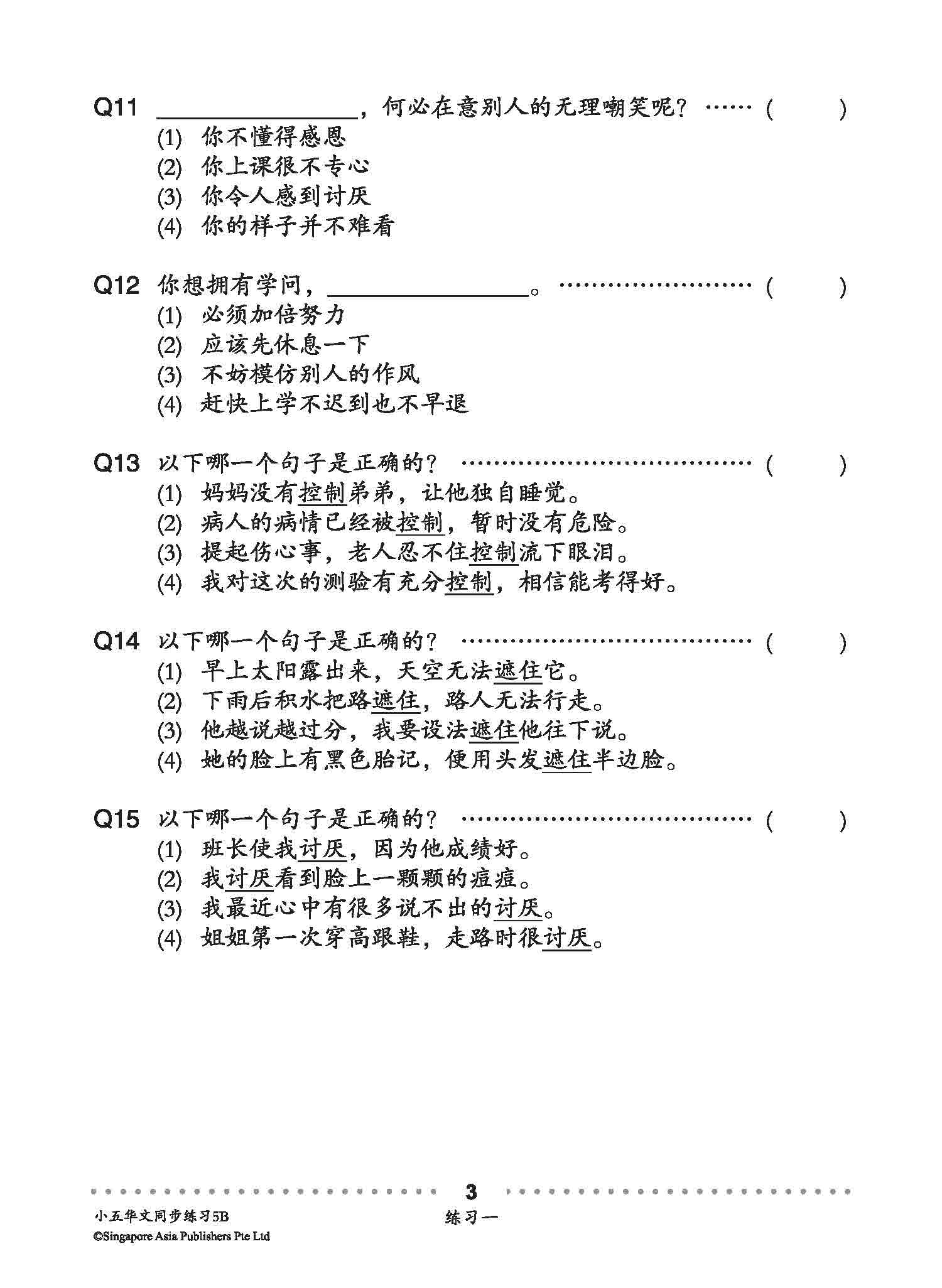 小五华文 同步练习 (5B) / Chinese Topical Exercises For Primary 5B