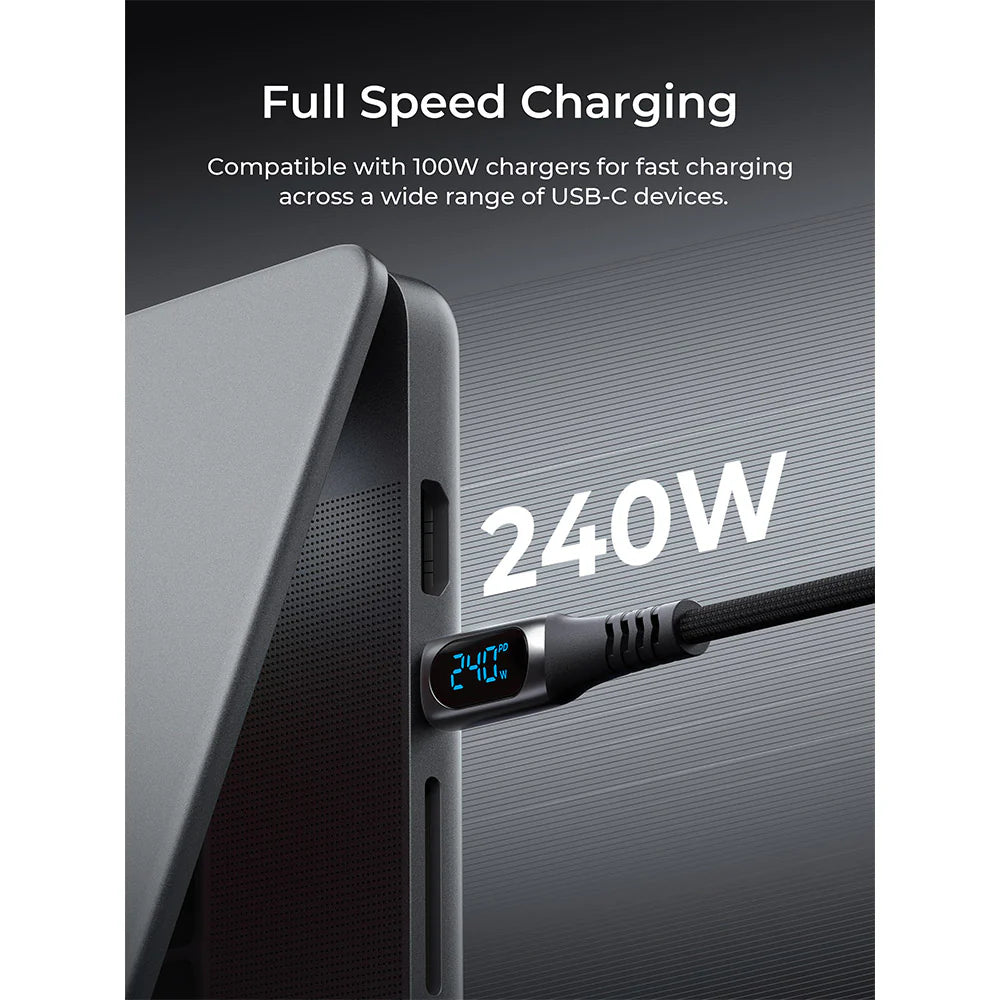 Aukey CB-DCC244 Impulse 240W 2M DTY Braided USB-C to USB-C Cable with LCD Display