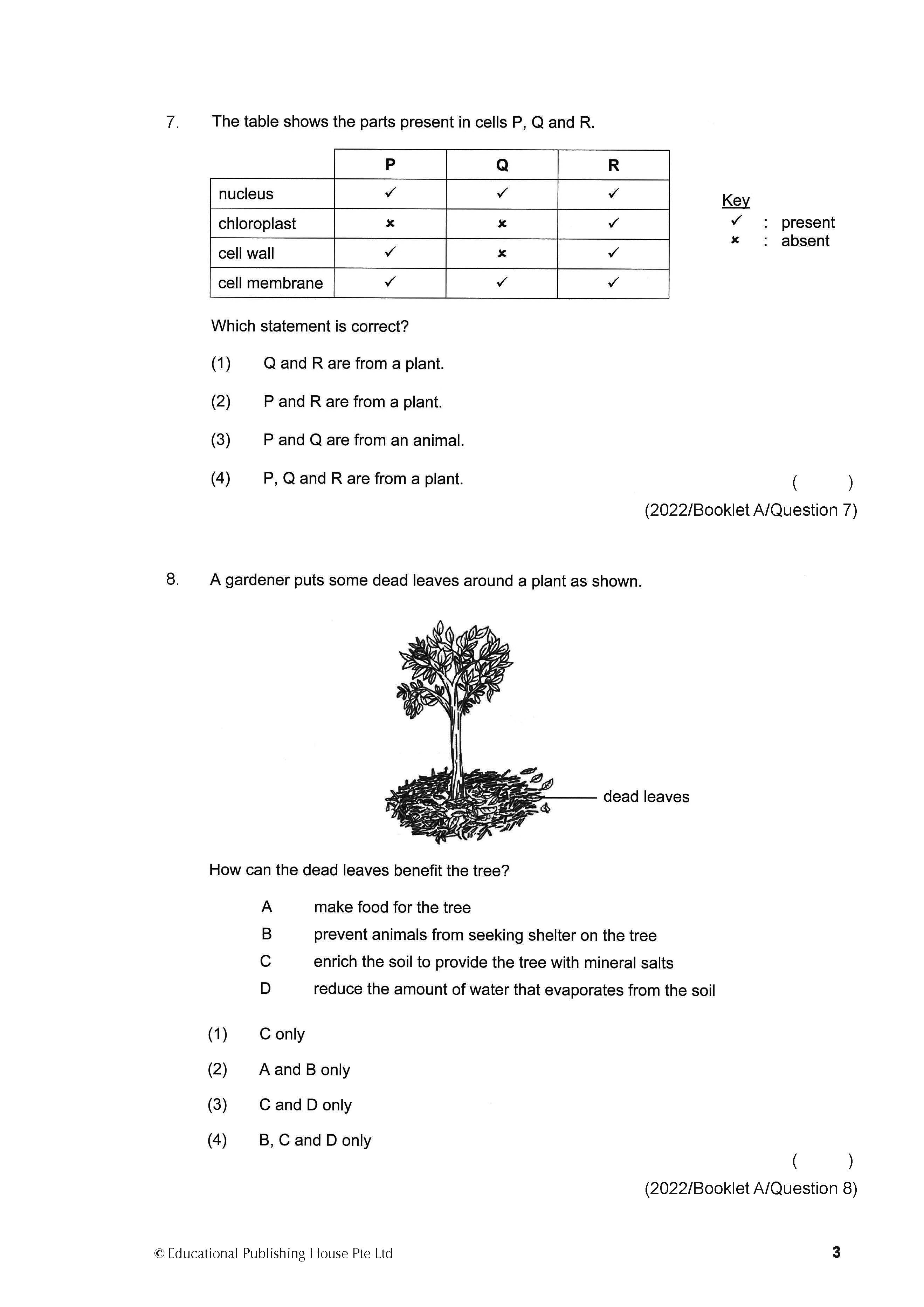 PSLE Science Exam Q&A 22-24 (Topic)
