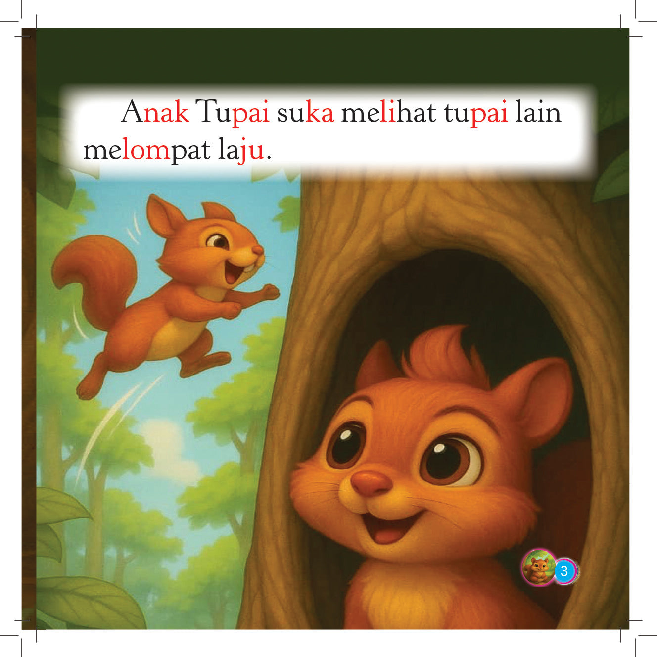 Siri Anak-anak Haiwan Comel : Anak Tupai Balajar Melompat