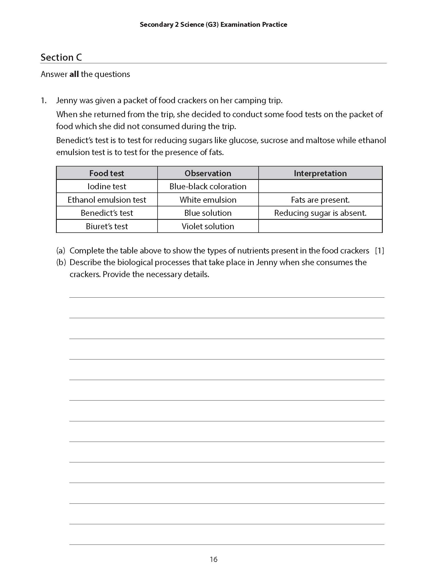 Secondary 2 Science (G3) Examination Practice