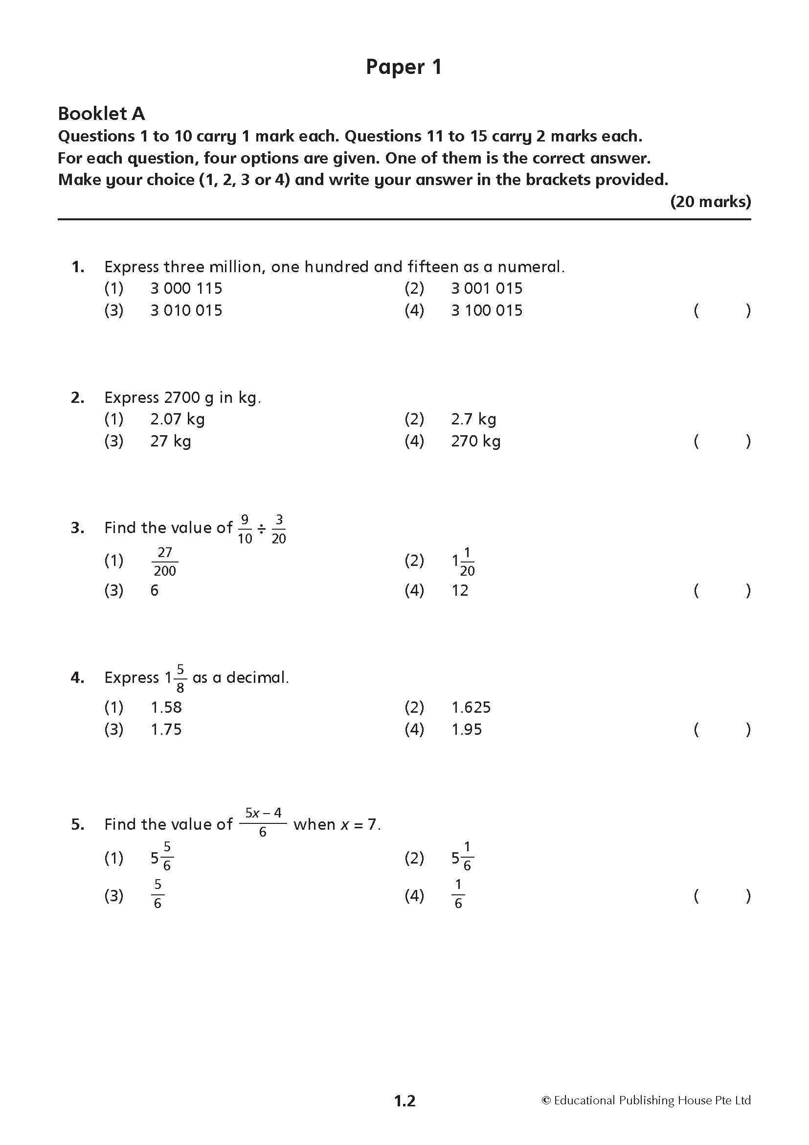 Primary 6 Maths Mid-Year Review Papers 