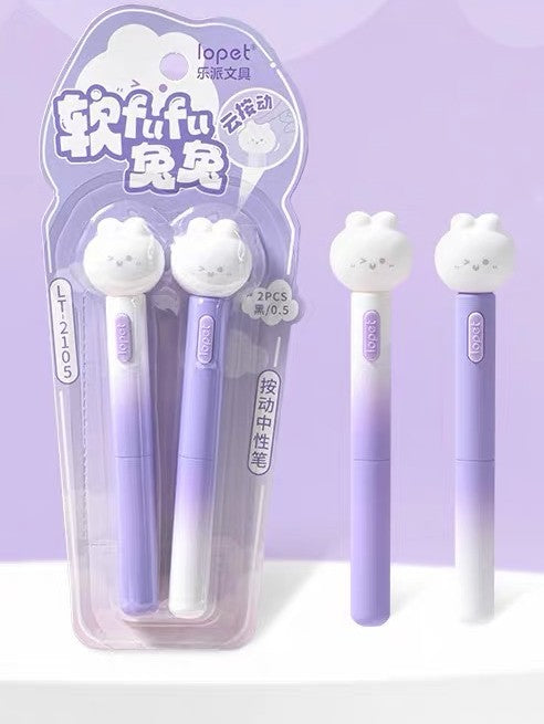 Cute Bunny Click Gel Pen Set – 2pcs Set