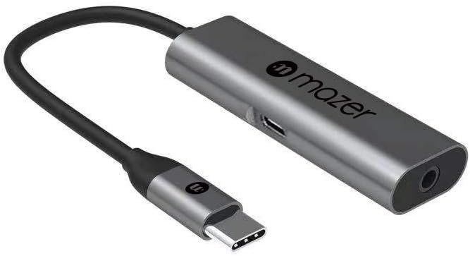 Mazer USB-C to 3.5mm HD Audio+USB-C(PD 3.0 Charging) Adapter - Black