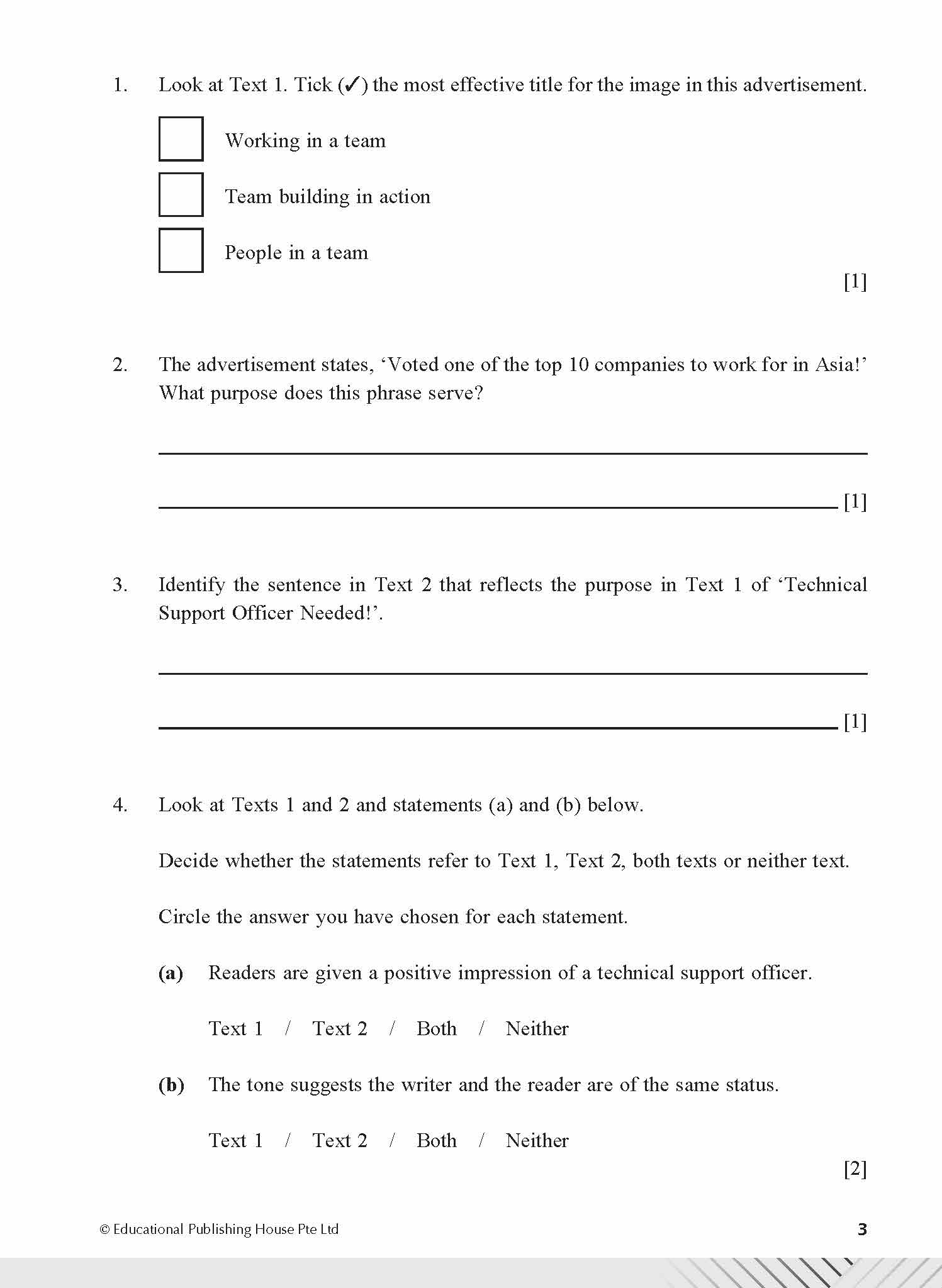 Secondary 1 Express/G3 English Examination Practice