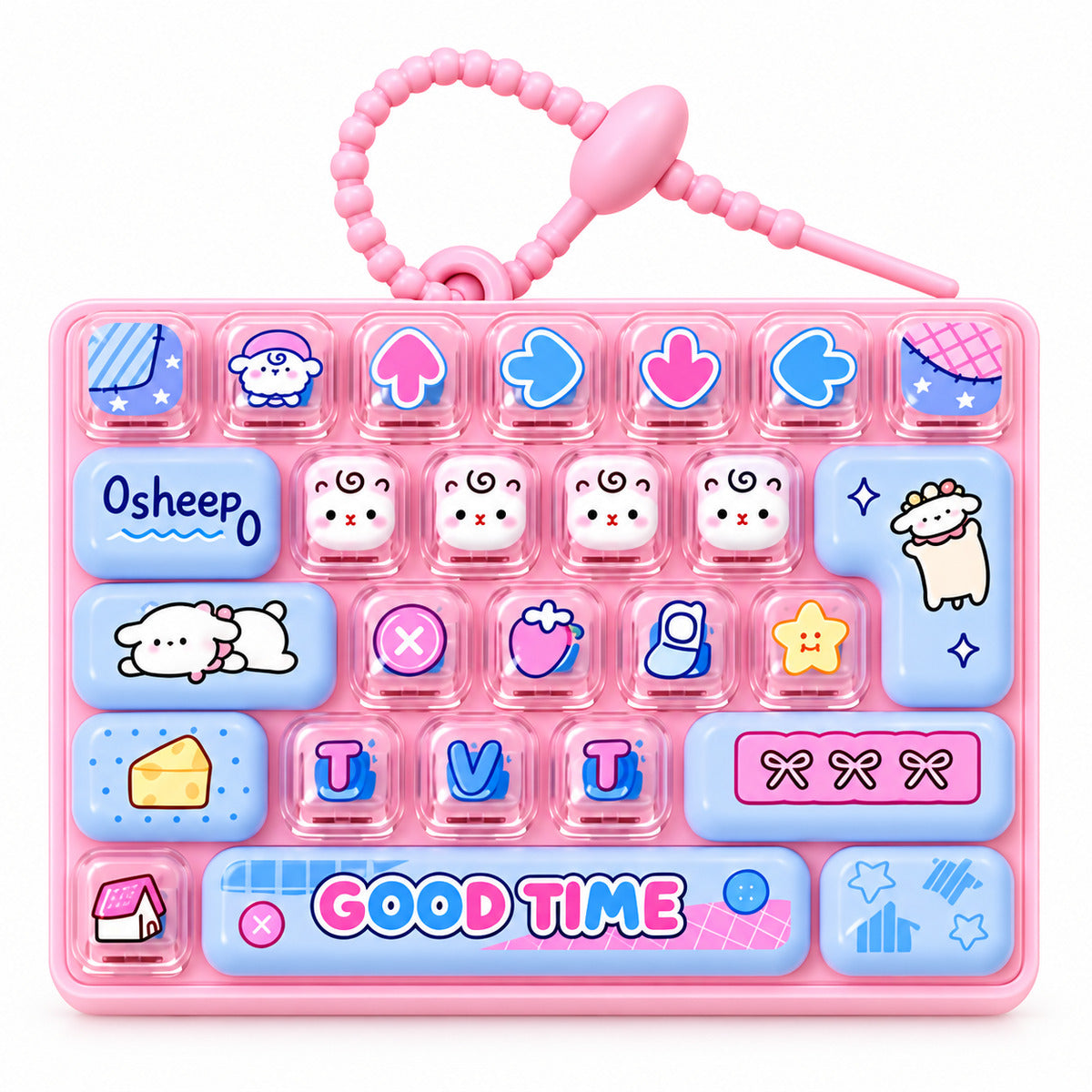  26 Key Stress Relief Fidget Keyboard Keychain - 4 Assorted Design 