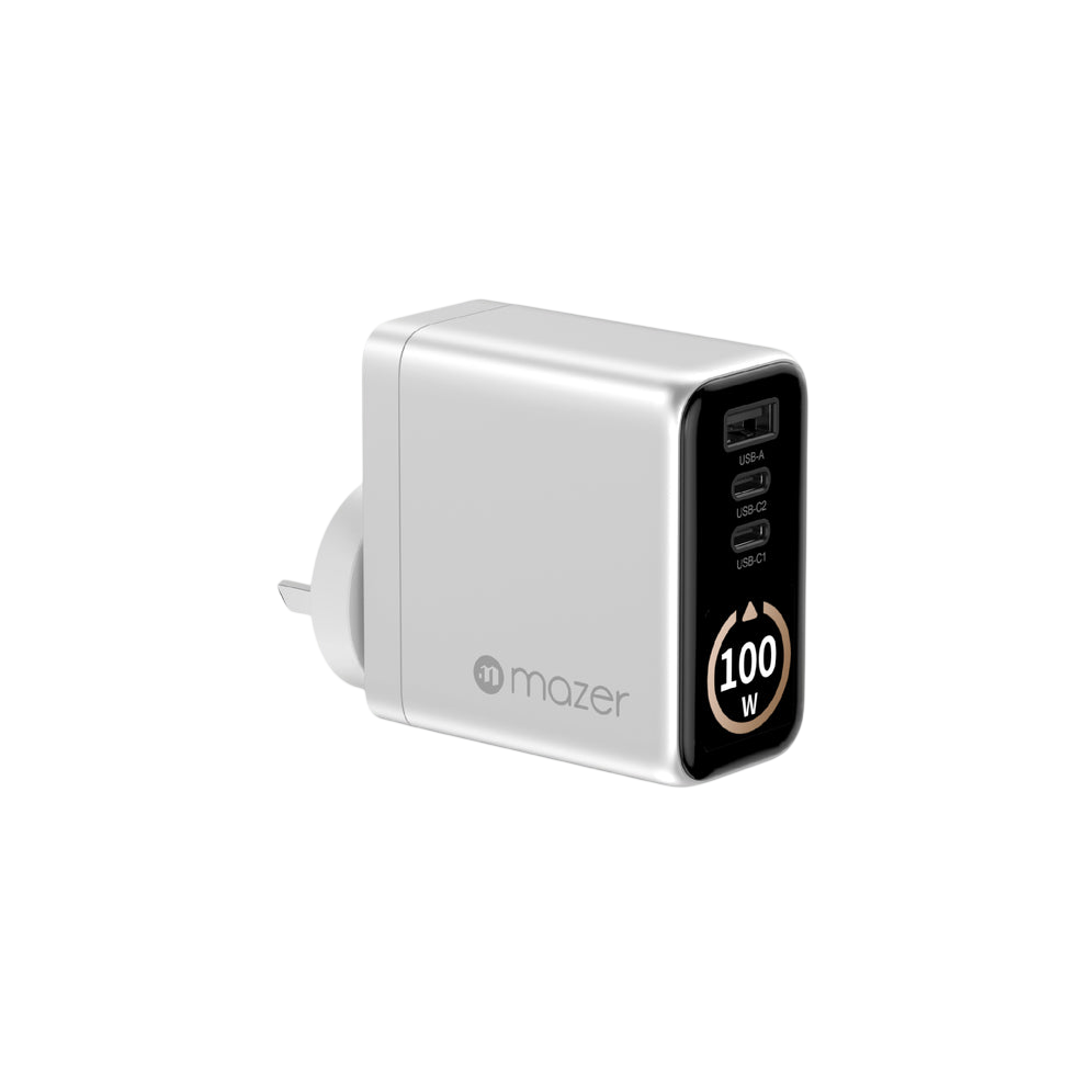 Mazer AiPrestigeGaN 100W Gan Wall Charger Ai Display - Silver