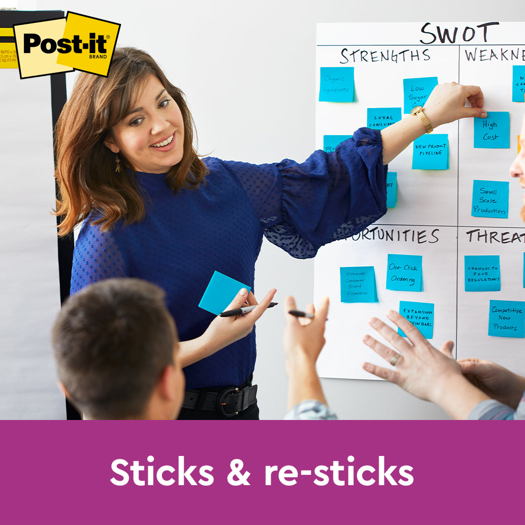 Post-it® 654-1sseb Electric Blue Super Sticky Notes 3x3", 90sheets