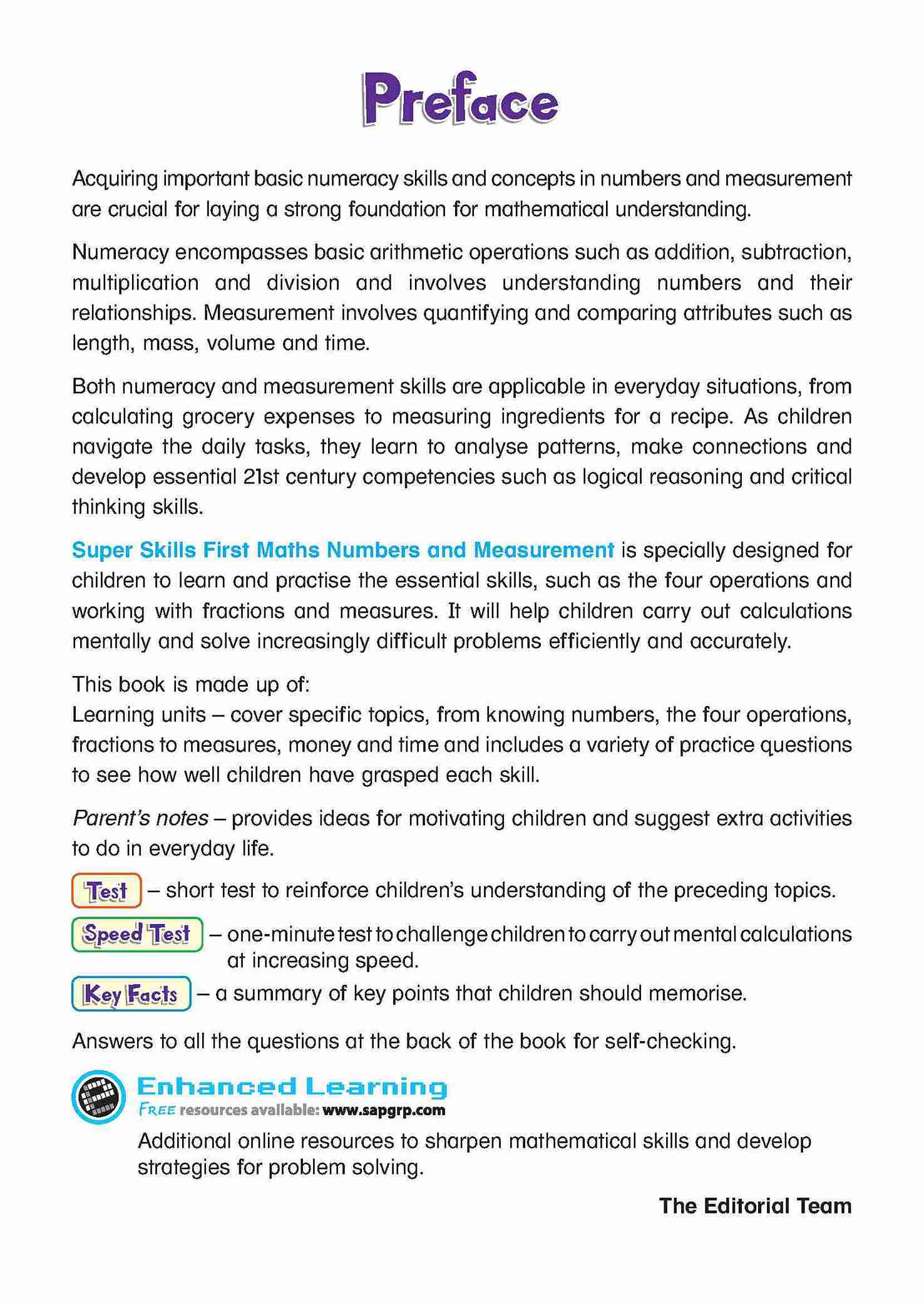 Primary 2 Super Skills First Maths NUMBERS AND MEASUREMENT Age 8+ Years