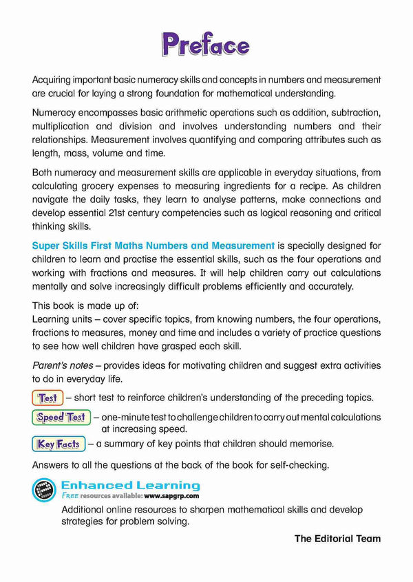 Primary 2 Super Skills First Maths NUMBERS AND MEASUREMENT Age 8+ Years