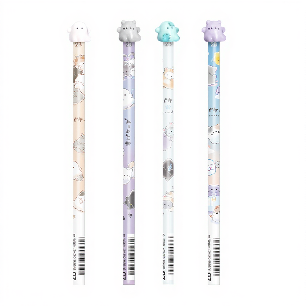 Obakenu 2B Pencil with Cap 4's Set