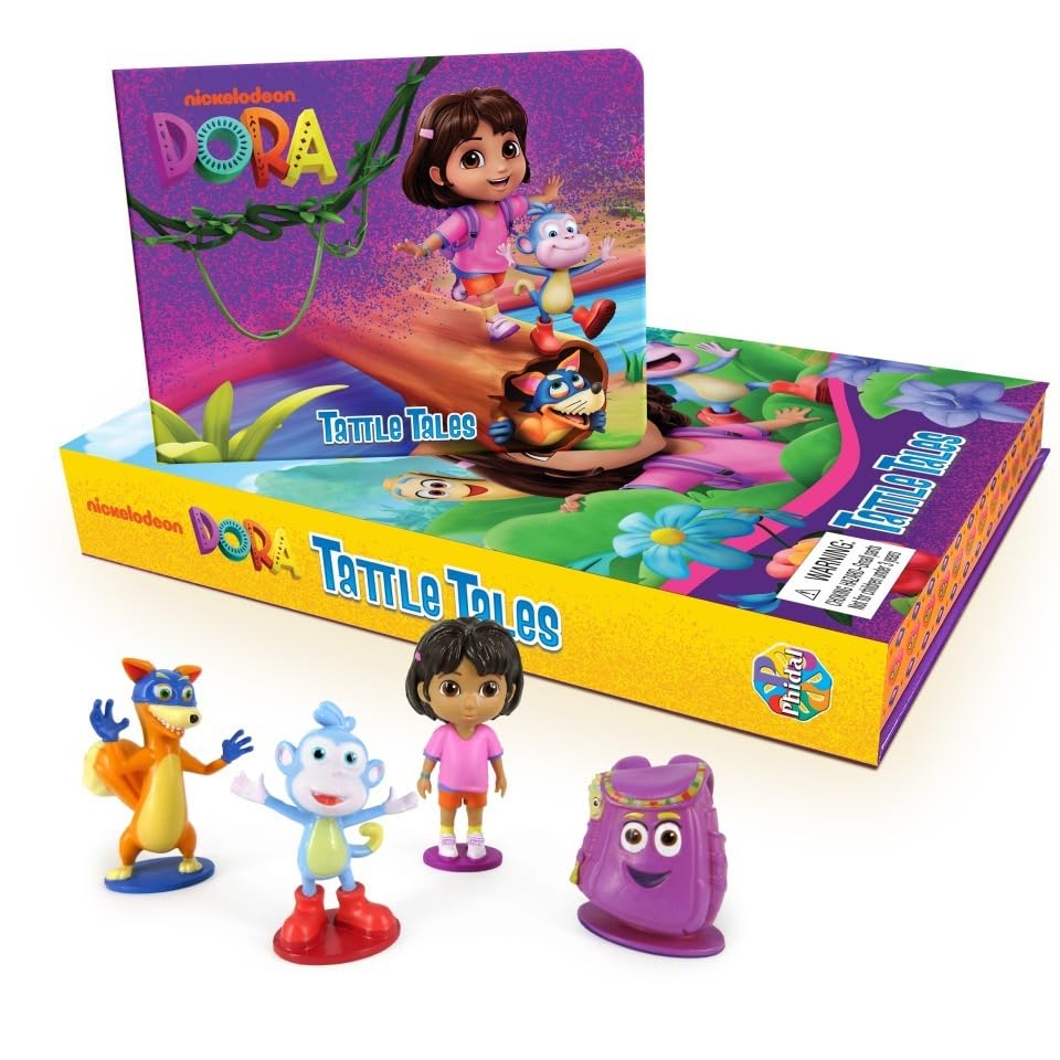 Nickelodeon Dora Tattle Tales (Activity Books For Kids, 12-Page Storybook, 4 Figurines) Board Book – Picture Book