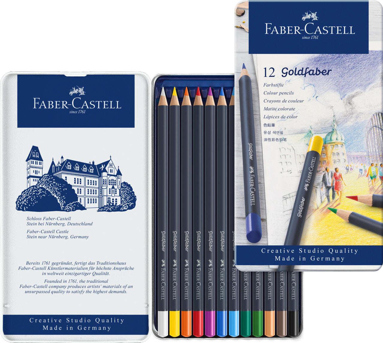 Faber-Castell Goldfaber Colour Pencils in Tin, 12 Colours-114712