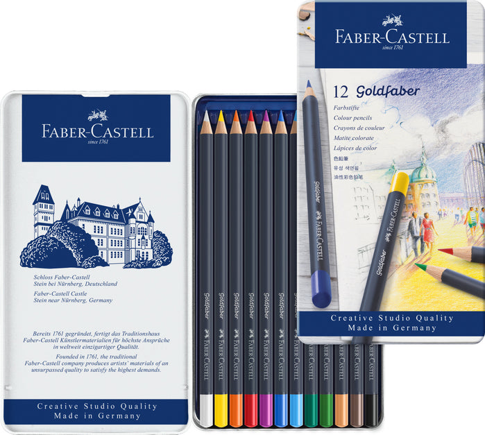 Faber-Castell Goldfaber Colour Pencils in Tin, 12 Colours-114712