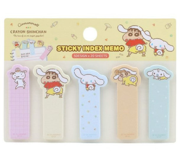 CINNAMOROLL X CRAYON SHIN-CHAN INDEX STICKY MEMO - LET'S PLAY TOGETHER