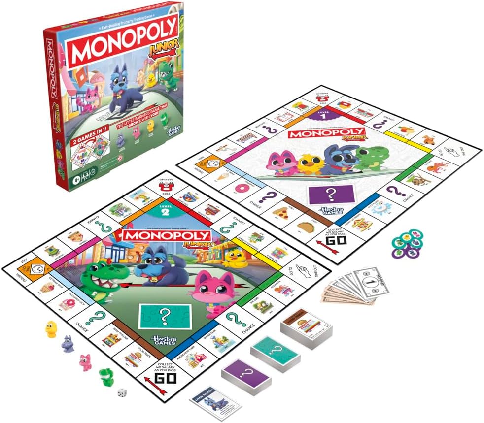 HASBRO GAMES MONOPOLY JUNIOR BOARD GAME 2 IN 1