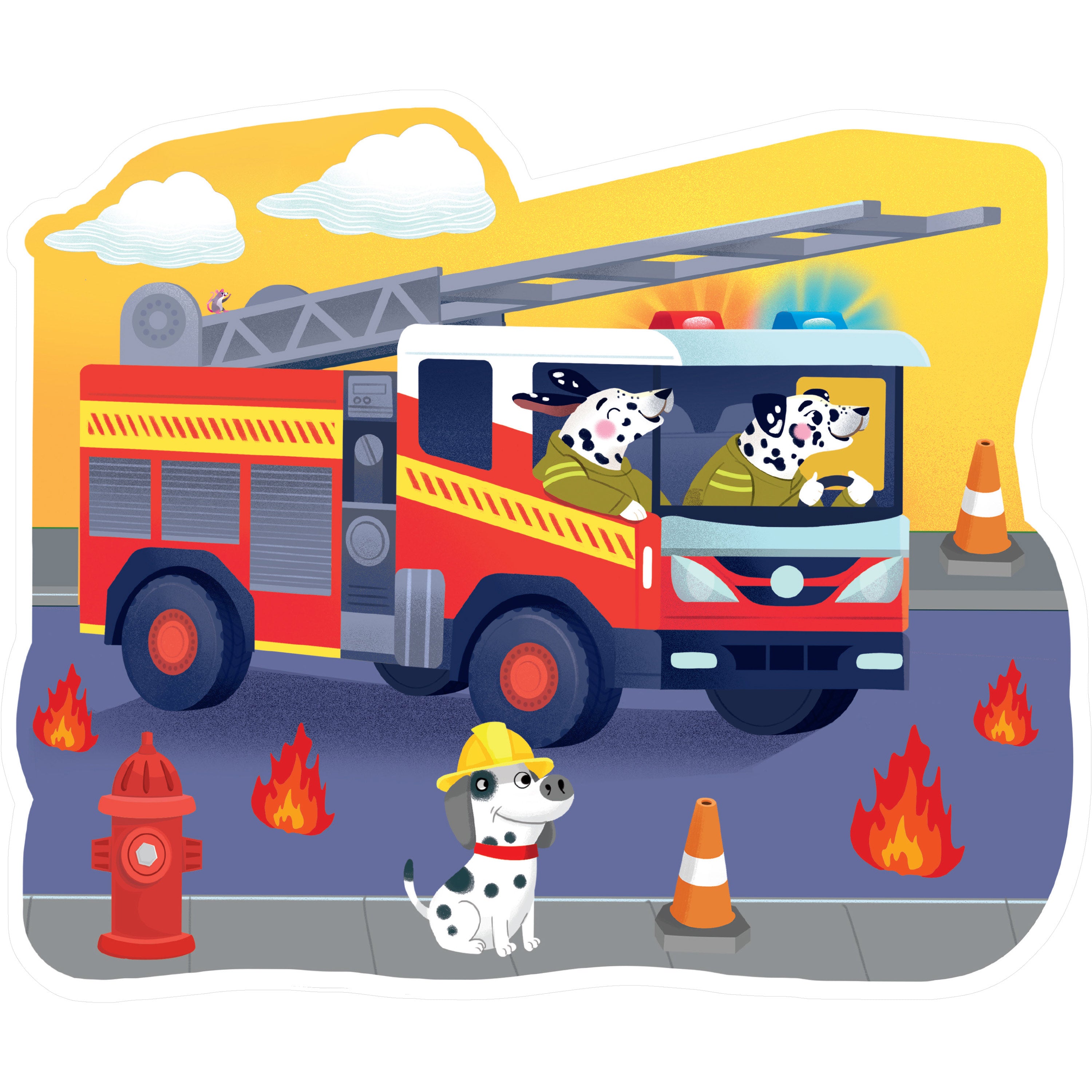 HINKLER JR JIGSAW 24 PIECES SHAPED PUZZLE FIRE ENGINE