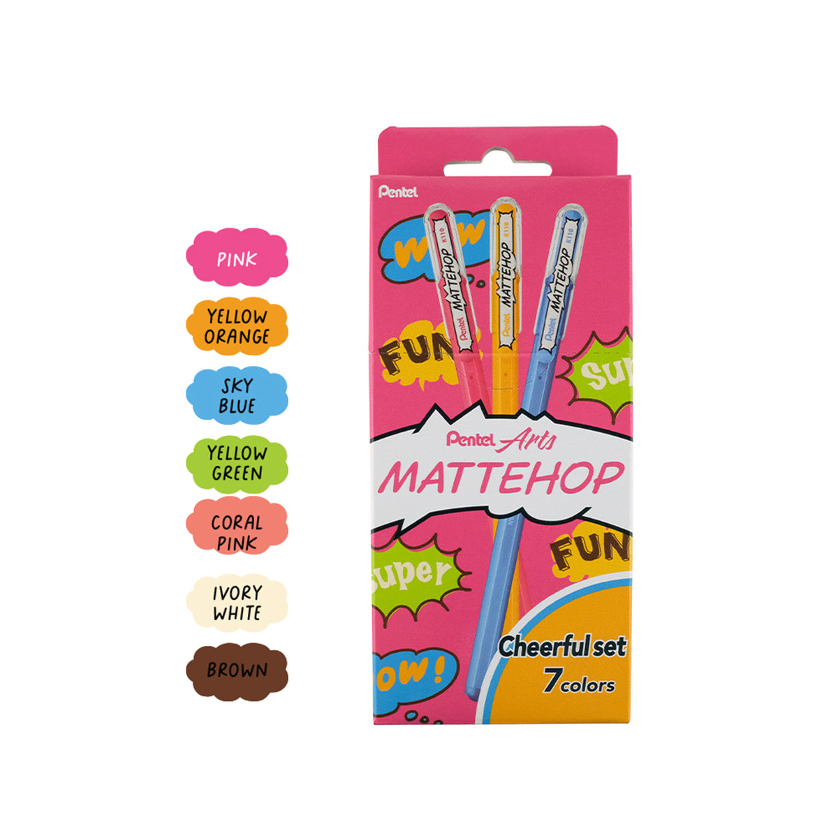 PENTEL MATTEHOP Gel Roller Pen Cheerful Set