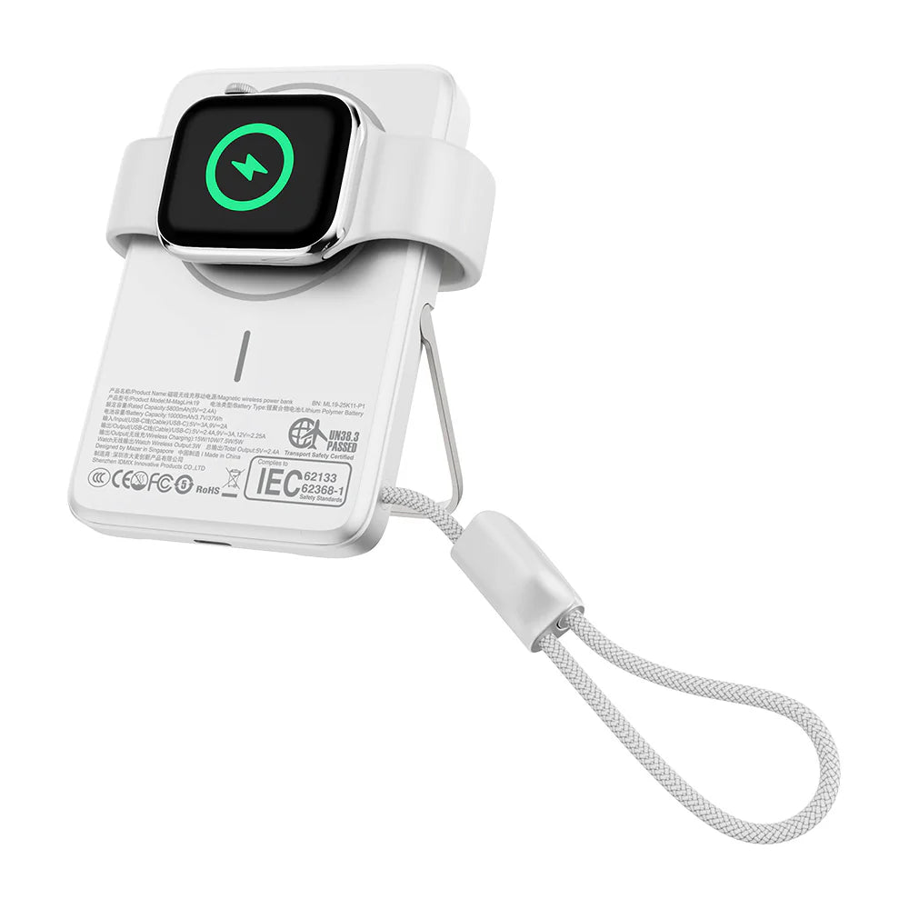 Mazer M-MagLink19-SV 10kmAh PD27W CCC Power Bank with Built-in Stand and Cable