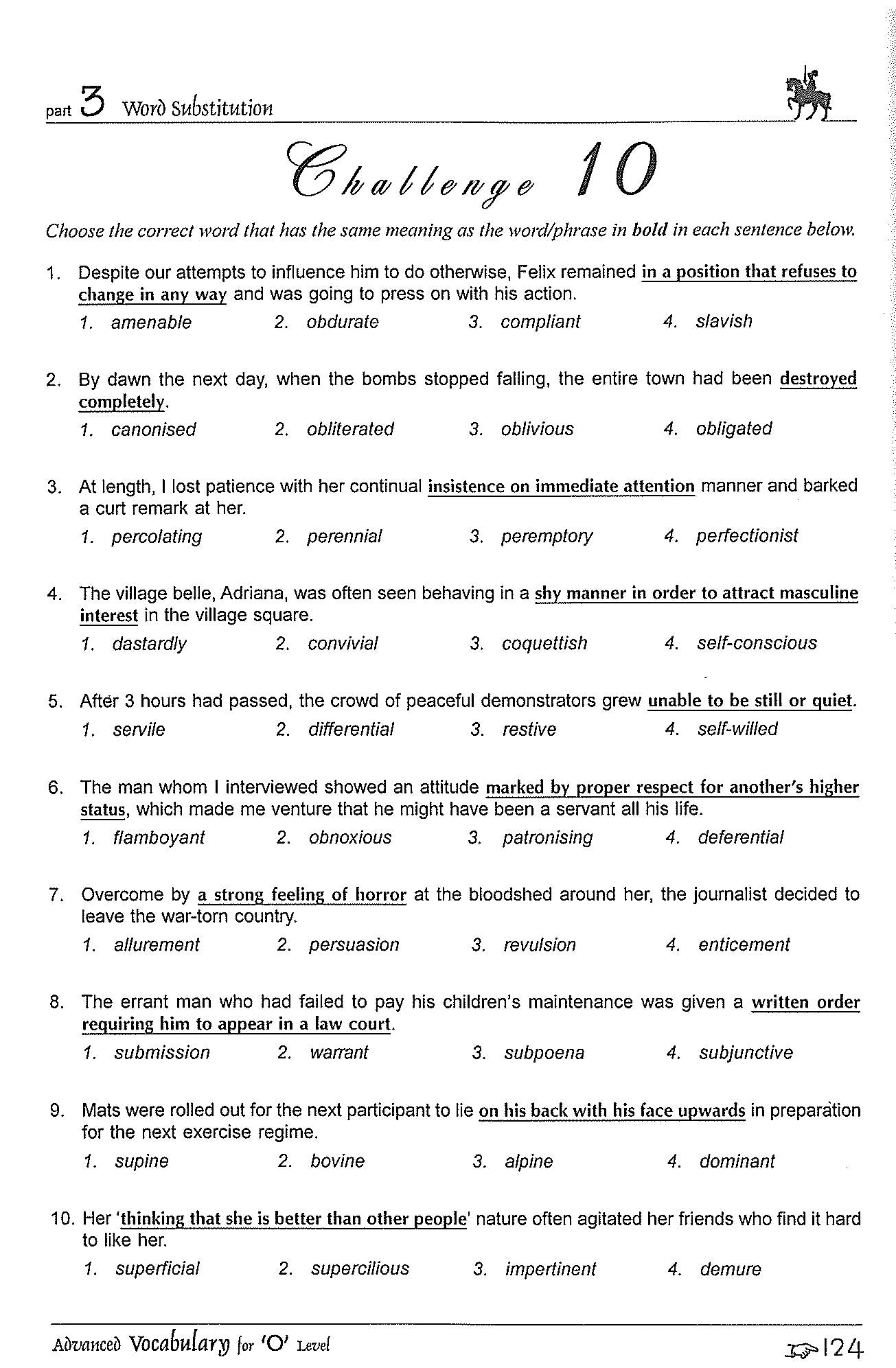 O-Level Advanced Vocabulary