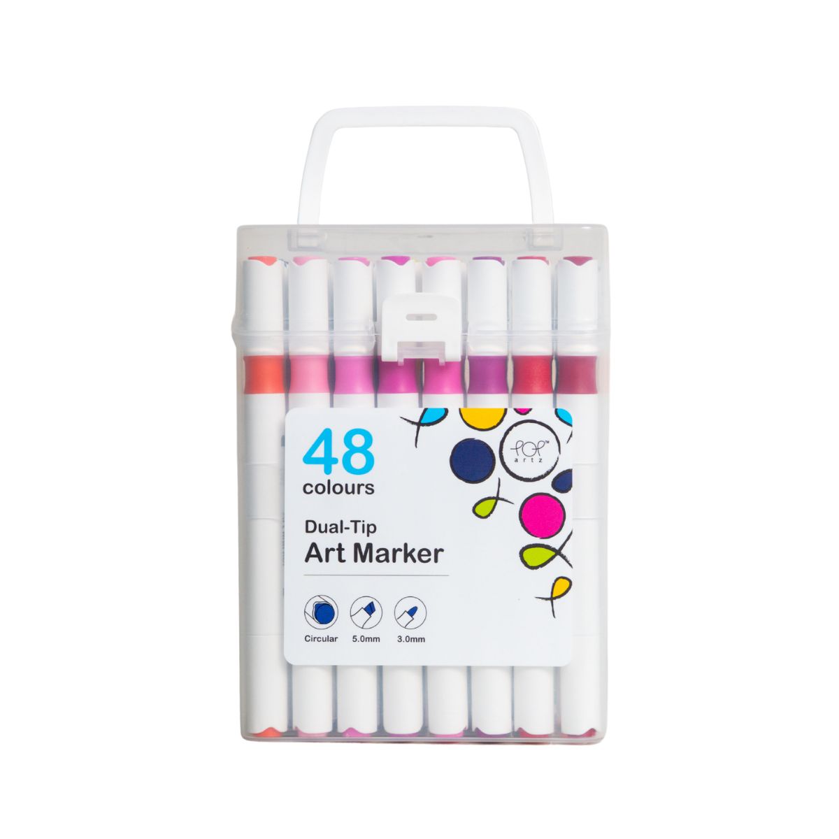 Pop Artz Dual-Tip Art Markers Set (48 Colors) - PA-901-48