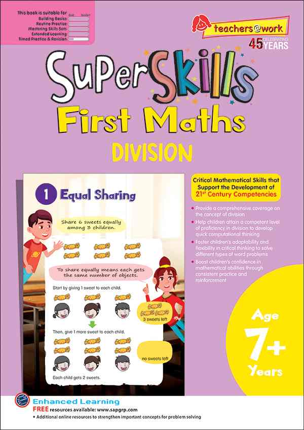 Primary 1 Super Skills First Maths Division Age 7+ Years