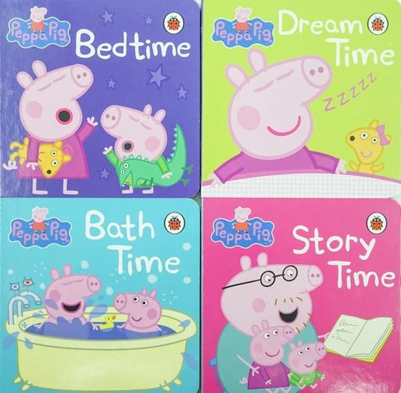 Peppa Pig 4 Board Books Set Bedtime Library Collection (Board Book)