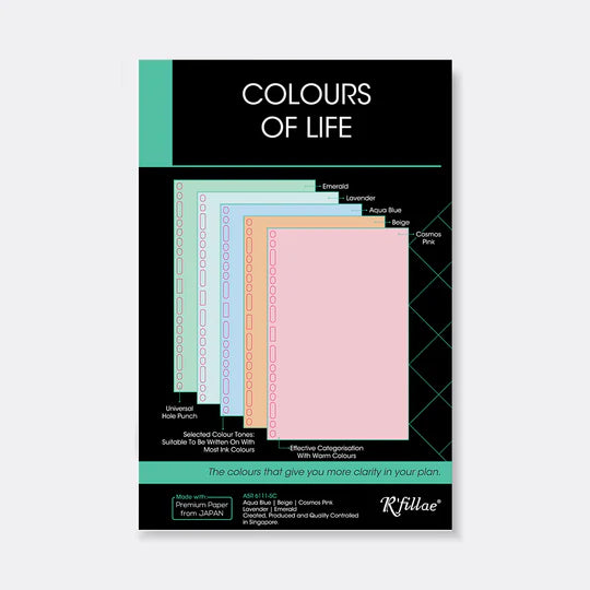 R'fillae A5 Organiser Planner Refill Colours Of Life (5 Colours)